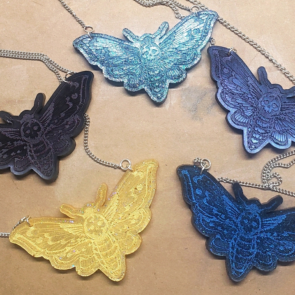 Molded Latex Death head moth necklace